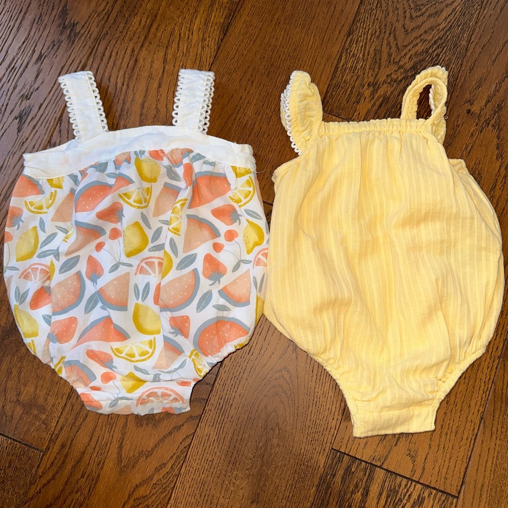 Dylan & Abby Yellow and Fruit Bubbles size 3-6 months